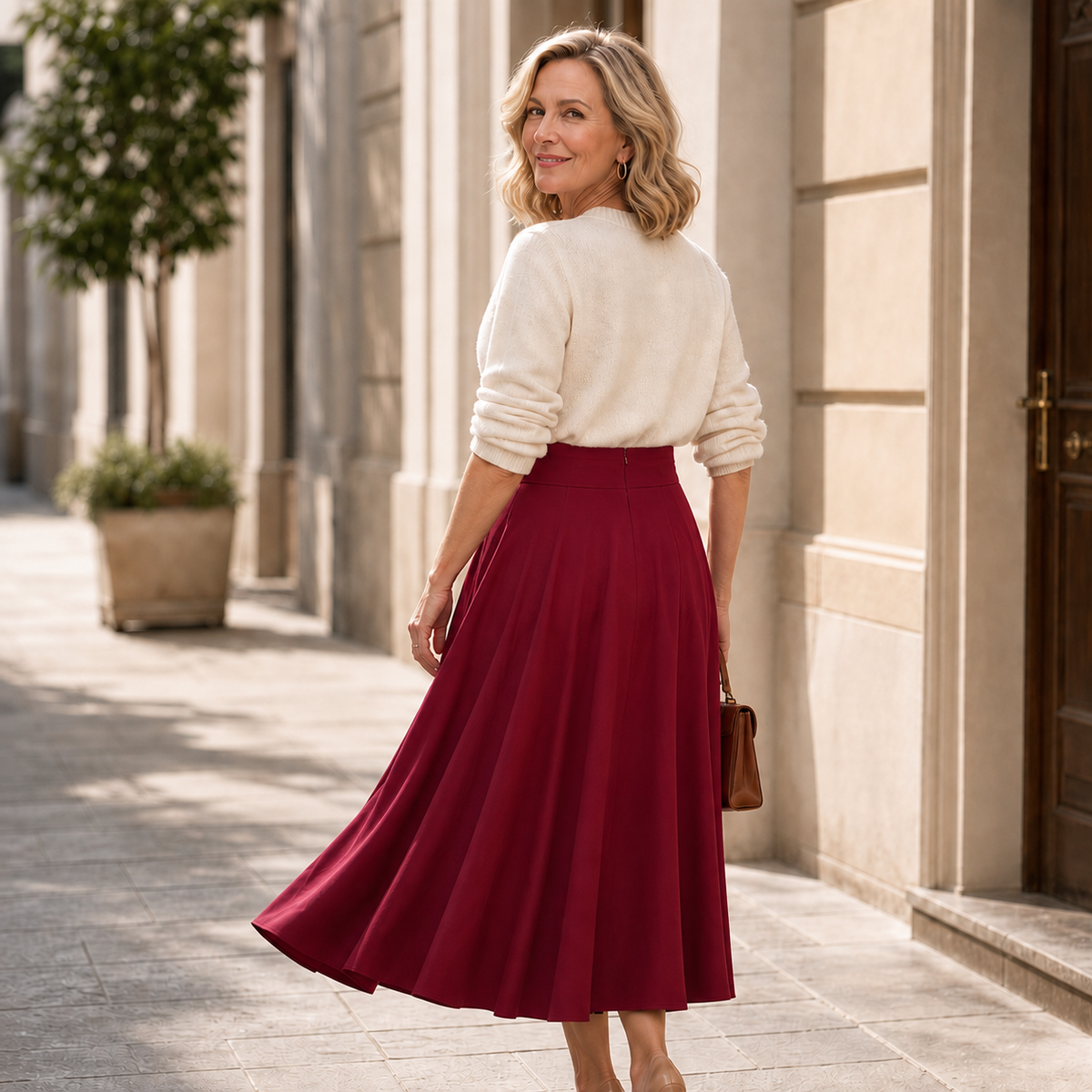 Sashwaist Pleated Skirt - Self Tie Women's Midi Skirt
