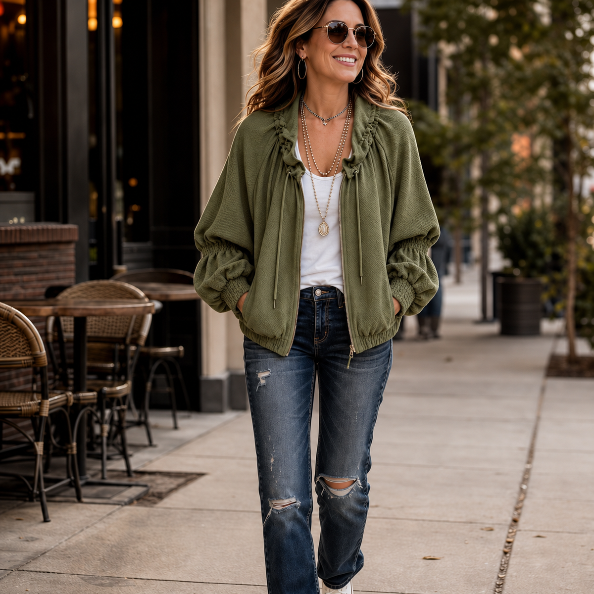 Wearbella Batwing Zip Jacket - Women's Fleece Lined Jacket