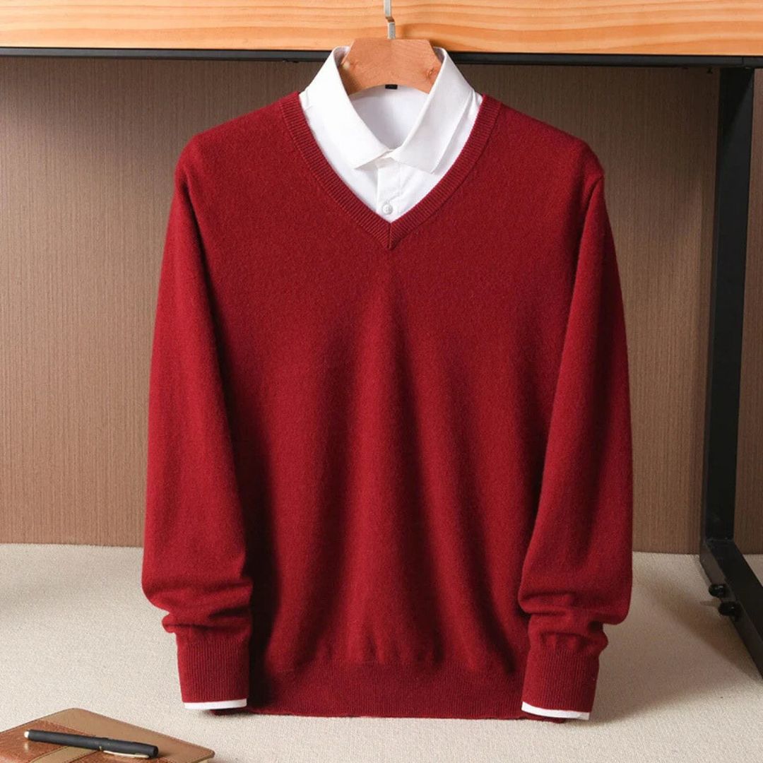 Olympia Merino V-Neck Sweater - Men's Wool Jumper