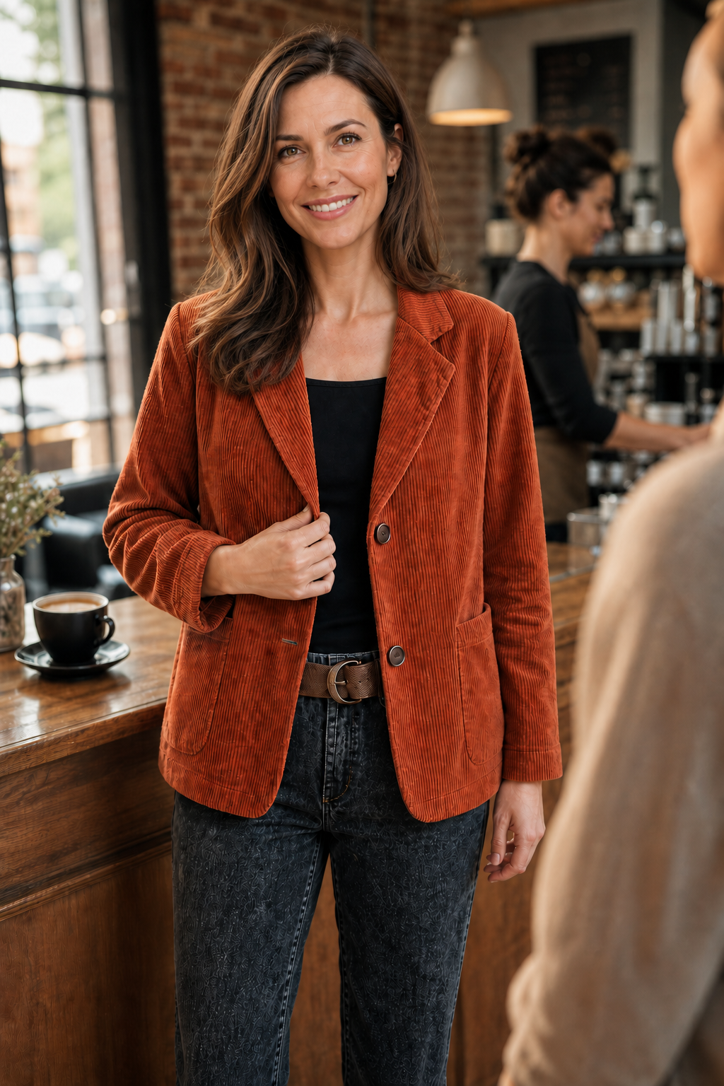 Wearbella Corduroy Look Jacket - Women's Relaxed Jacket