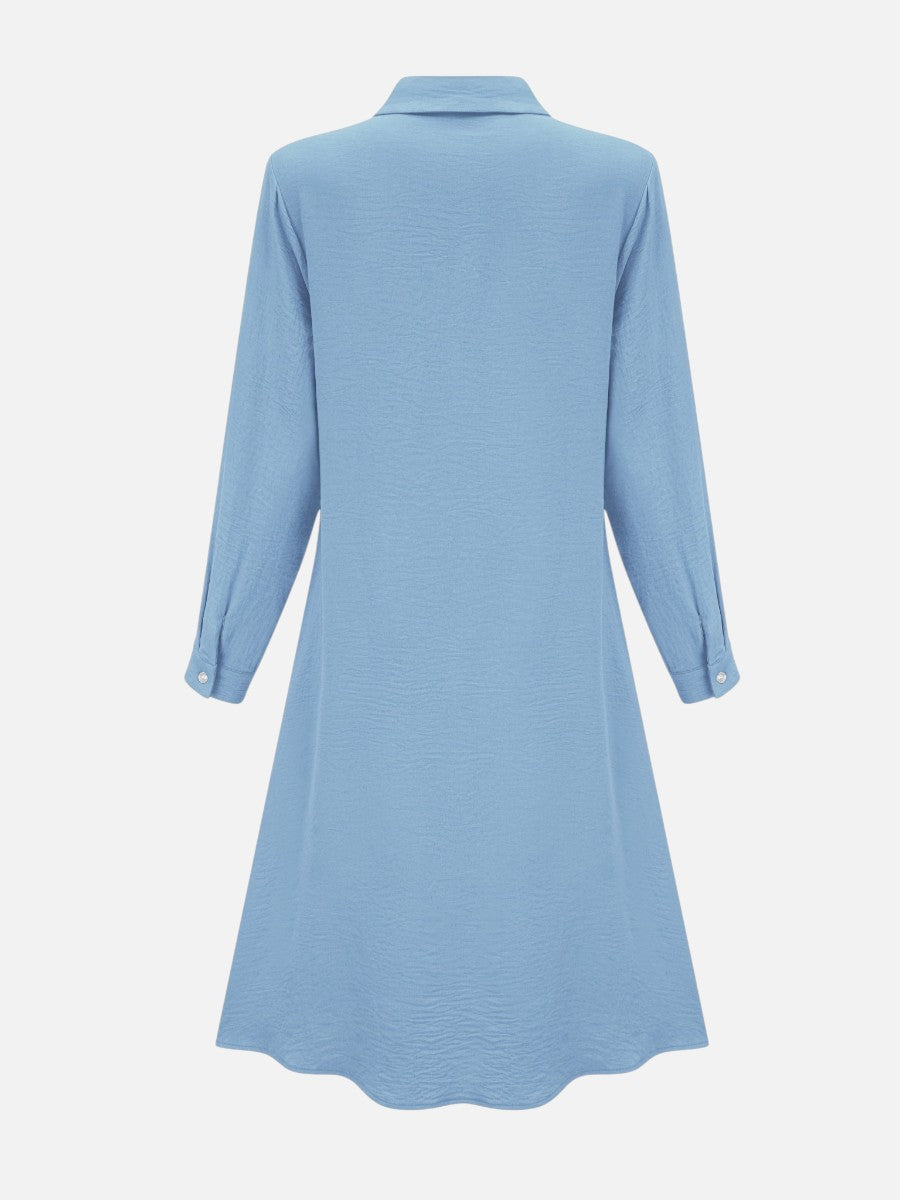 Button Front Midi Shirt Dress - Relaxed Women's Dress