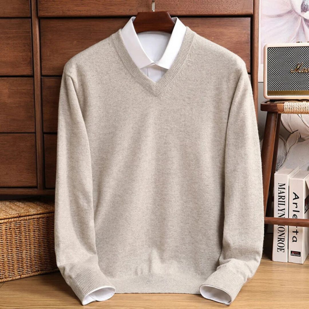 Olympia Merino V-Neck Sweater - Men's Wool Jumper