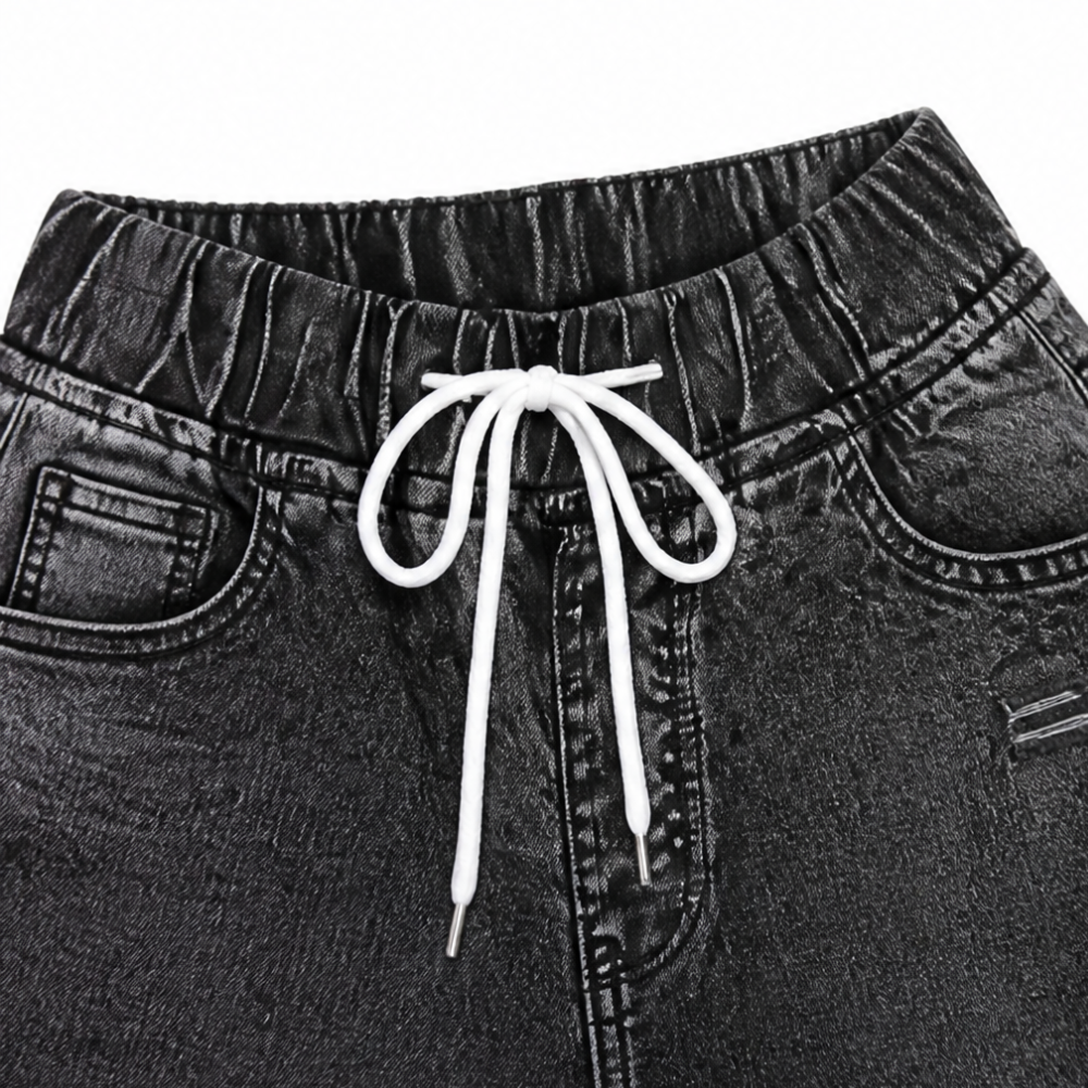 Vellora Denim Capris - Women's High Waist Drawstring Jeans