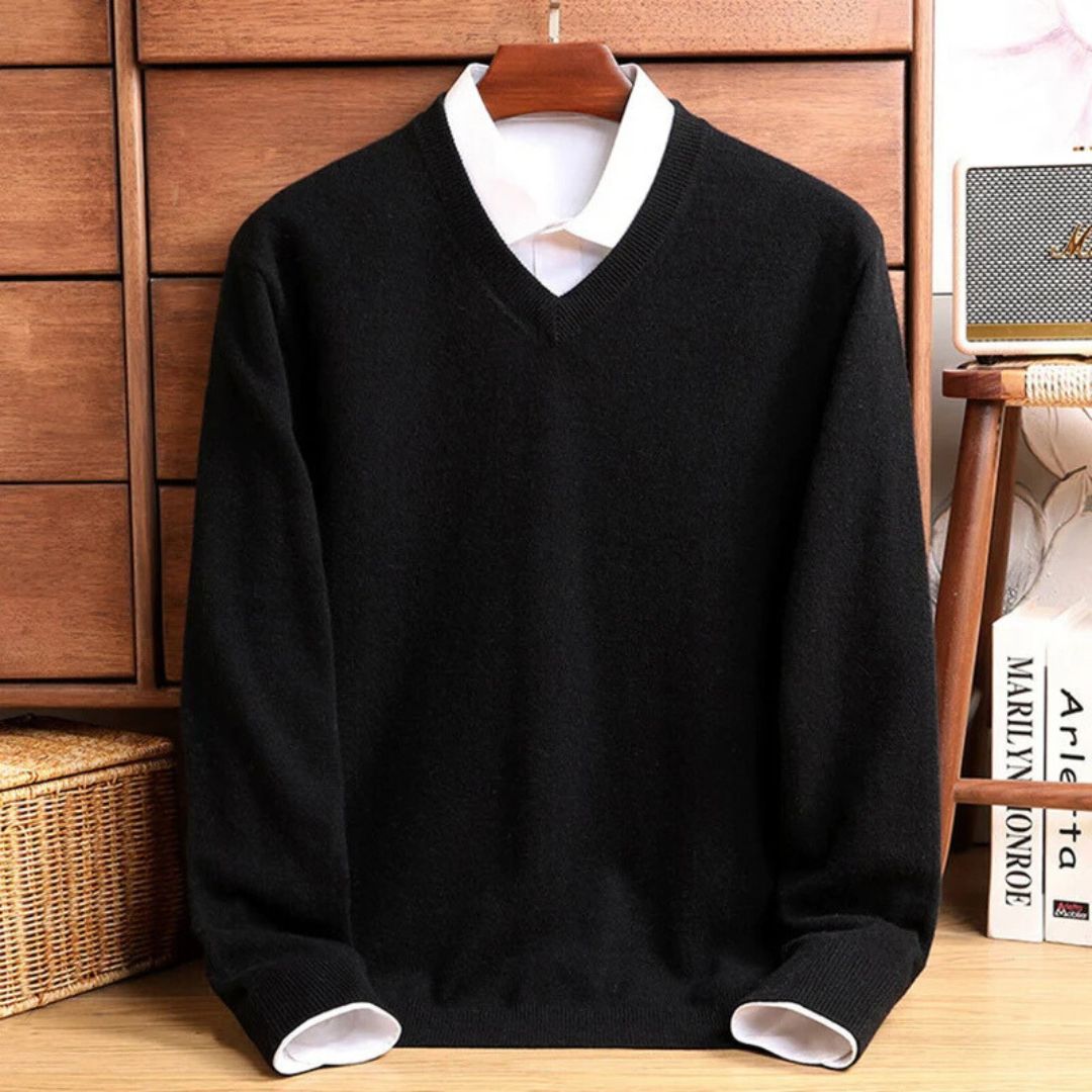 Olympia Merino V-Neck Sweater - Men's Wool Jumper