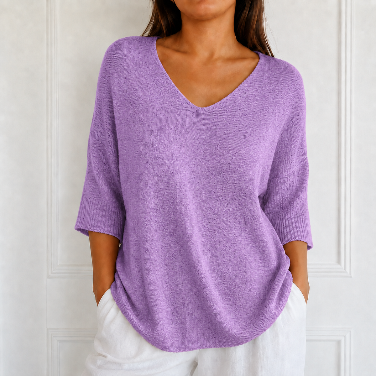 Elowyn - Soft V-Neck Knit Tunic Top for Women