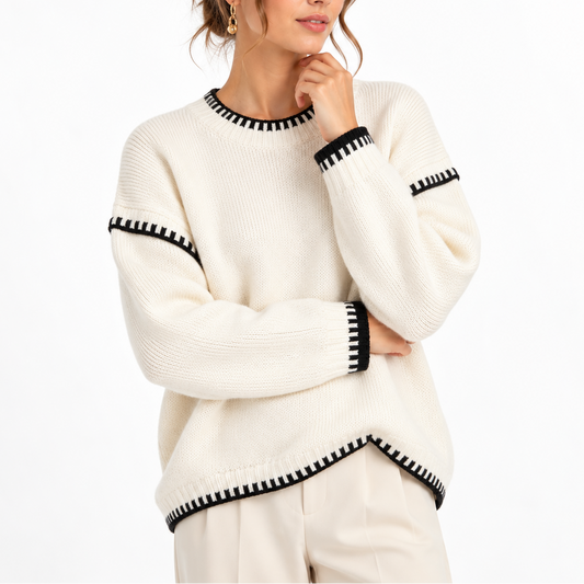 Oversized Chunky Knit Sweater - Boat Neck Women's Jumper