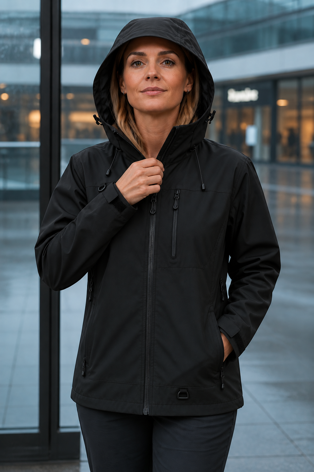 Weathergo Hooded Rain Jacket - Windproof Women's Raincoat