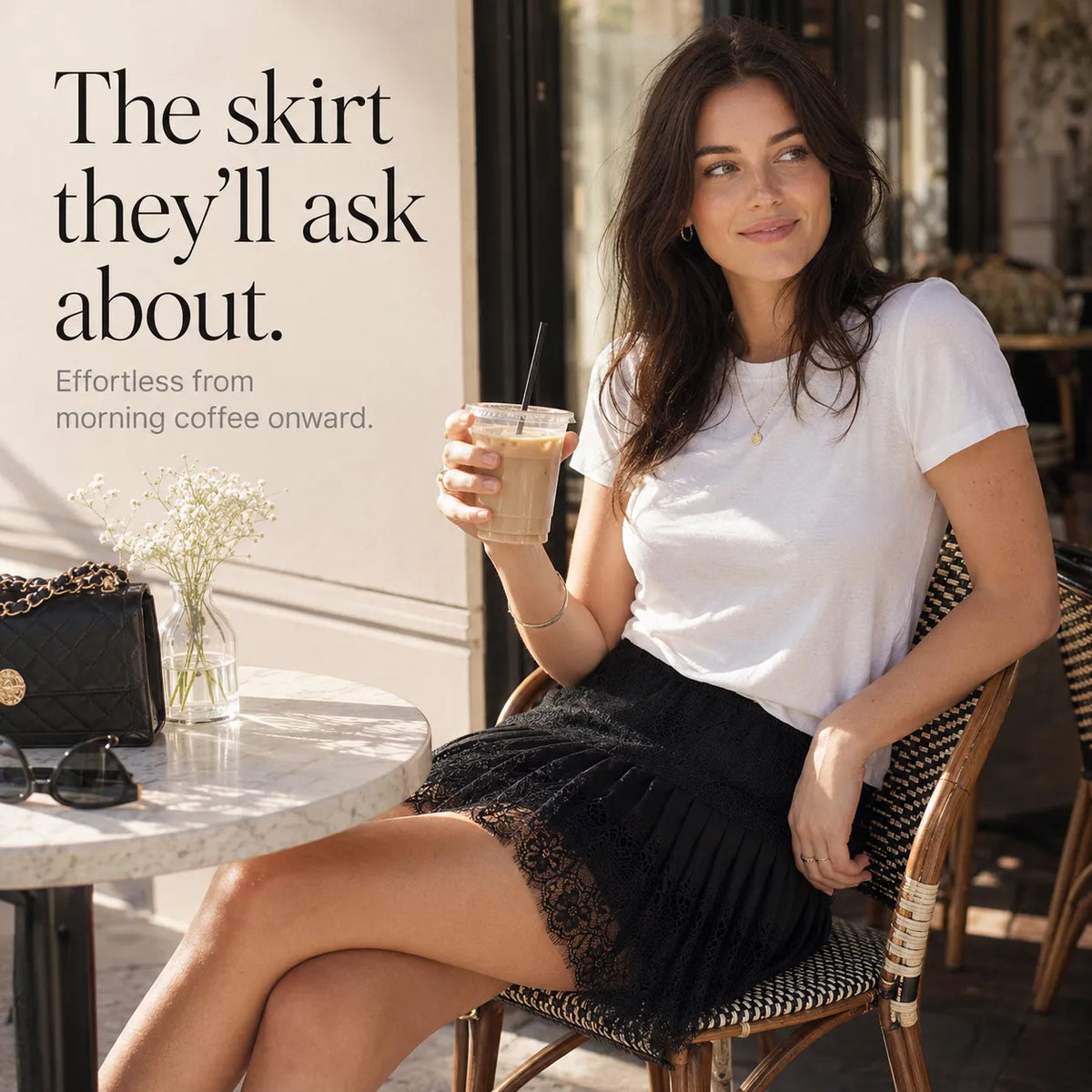 Vivelyn Pleated Mini Skirt - Lace Trim Women's Skirt