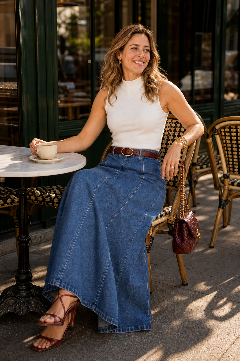 Wearbella Denim Maxi Skirt - Women's High Waist A-Line