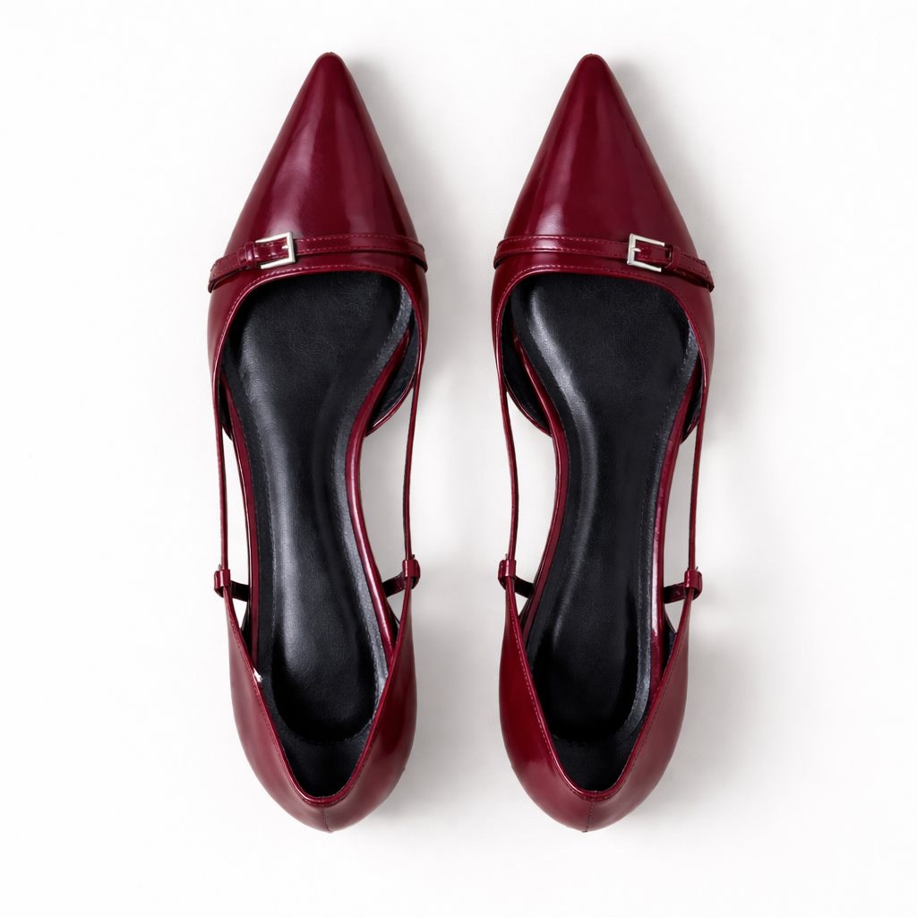 Patent Slingback Heels - Women's Pointed Toe Low Heels