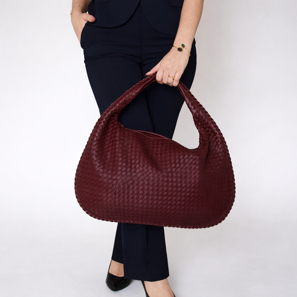 The Milano Woven Bag - Women's Vegan Leather Hobo Bag