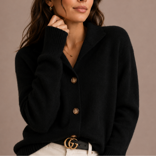 Collared Knit Cardigan - Women's Button Up Sweater
