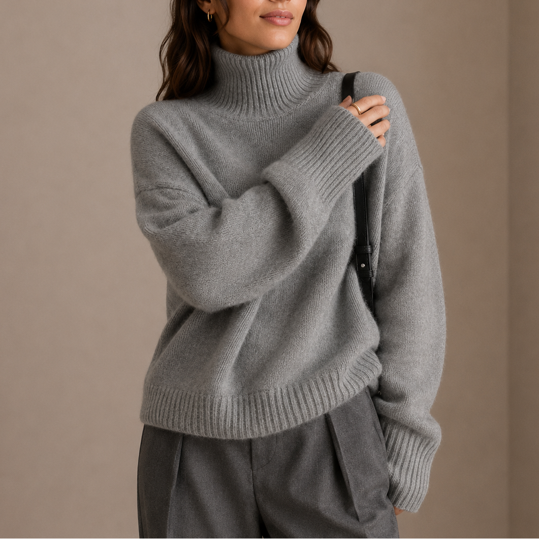 Oversized Turtleneck Sweater - Soft Women's Knit Jumper