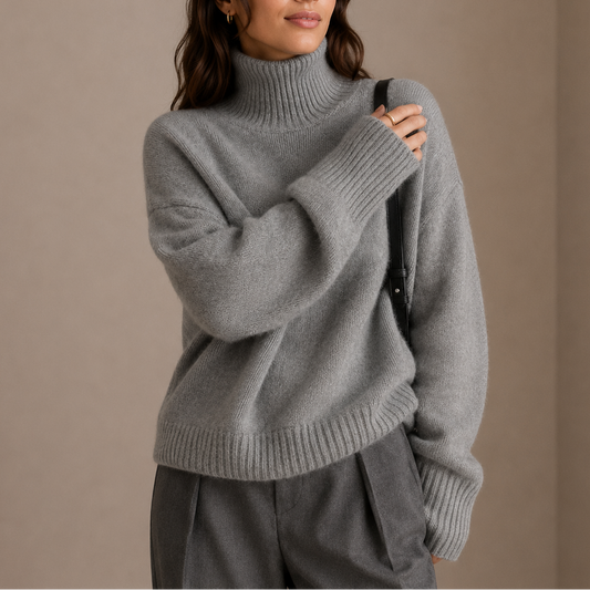 Oversized Turtleneck Sweater - Soft Women's Knit Jumper