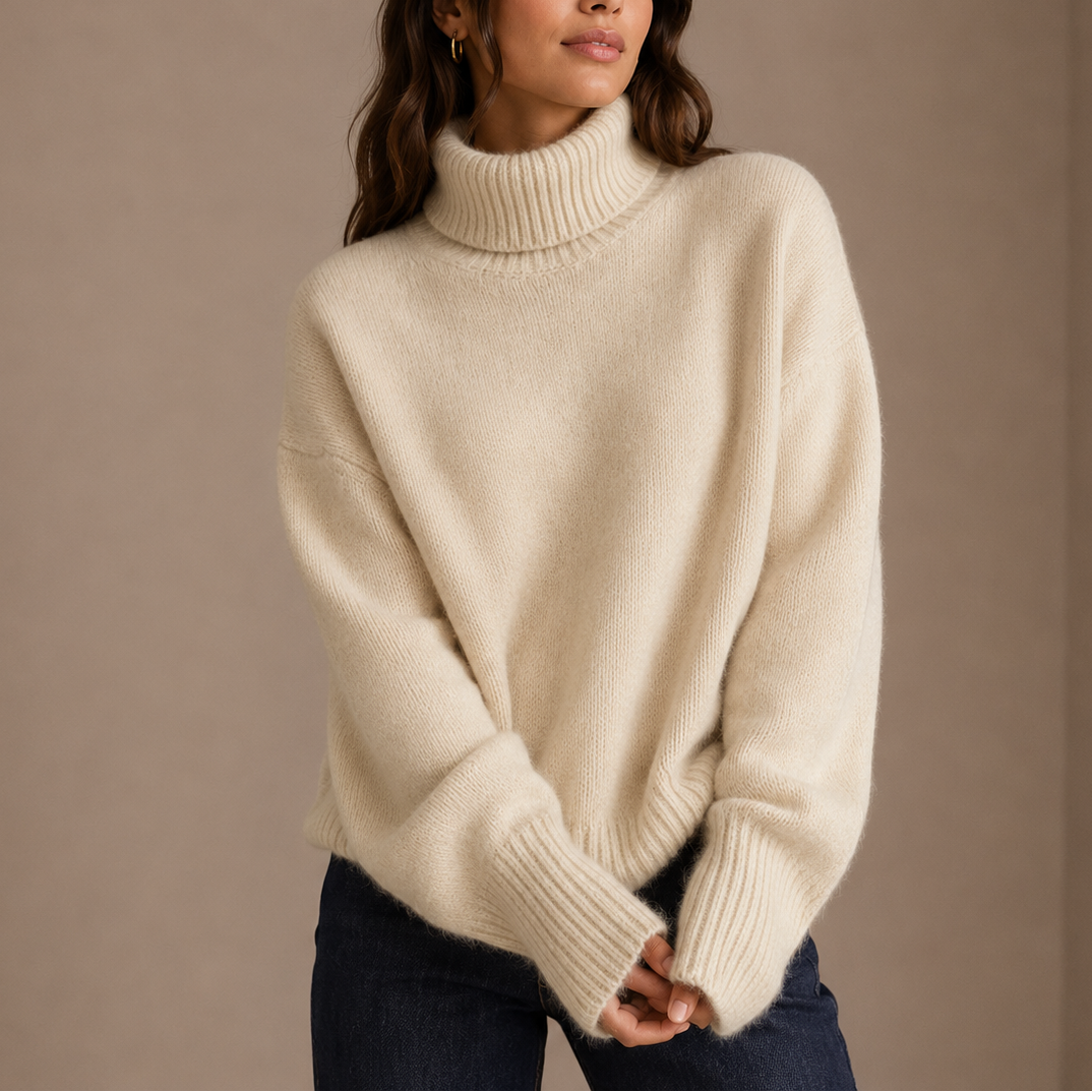 Oversized Turtleneck Sweater - Soft Women's Knit Jumper