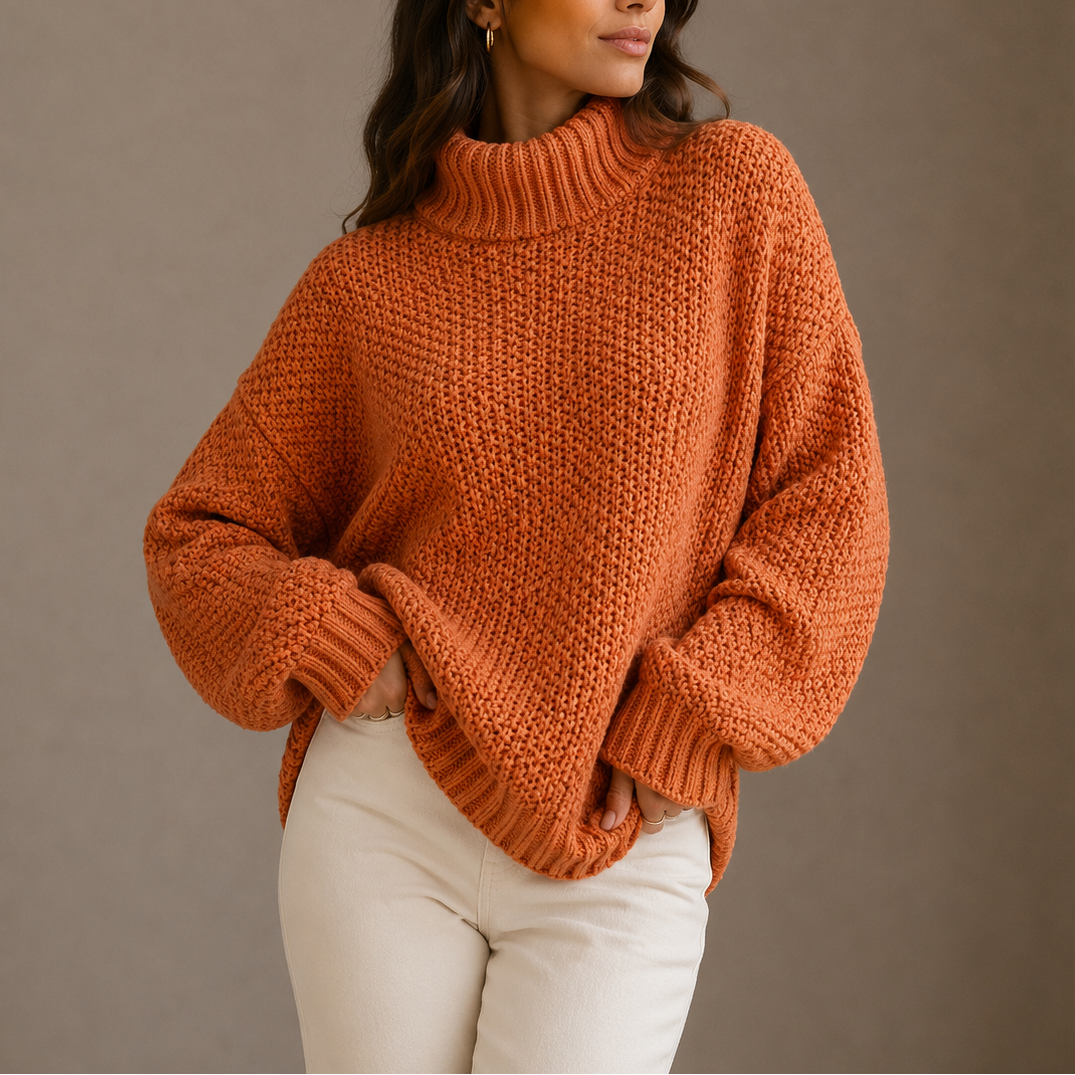 Chunky Turtleneck Sweater - Oversized Women's Knit Jumper
