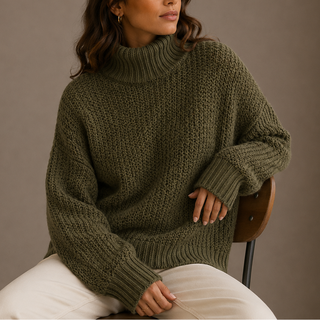 Chunky Turtleneck Sweater - Oversized Women's Knit Jumper