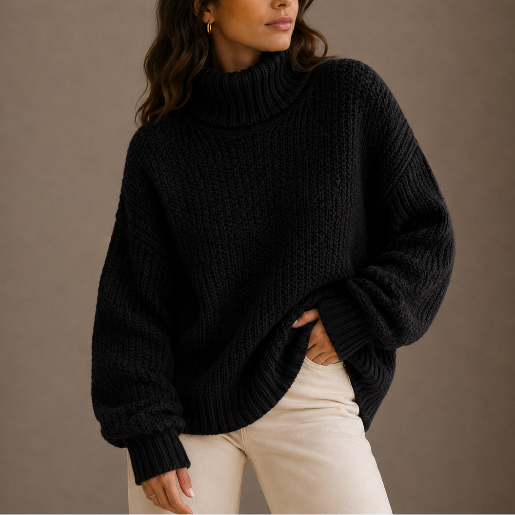 Chunky Turtleneck Sweater - Oversized Women's Knit Jumper