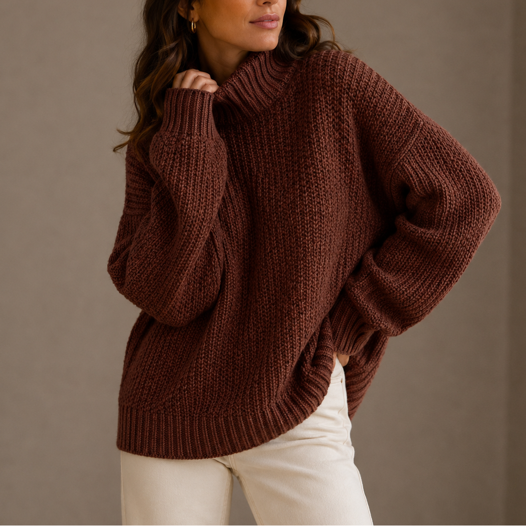 Chunky Turtleneck Sweater - Oversized Women's Knit Jumper