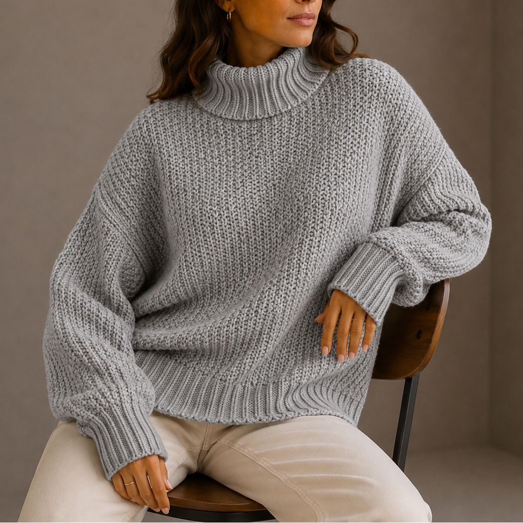 Chunky Turtleneck Sweater - Oversized Women's Knit Jumper