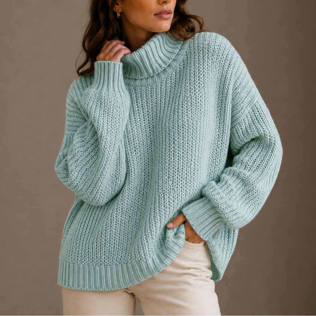 Chunky Turtleneck Sweater - Oversized Women's Knit Jumper