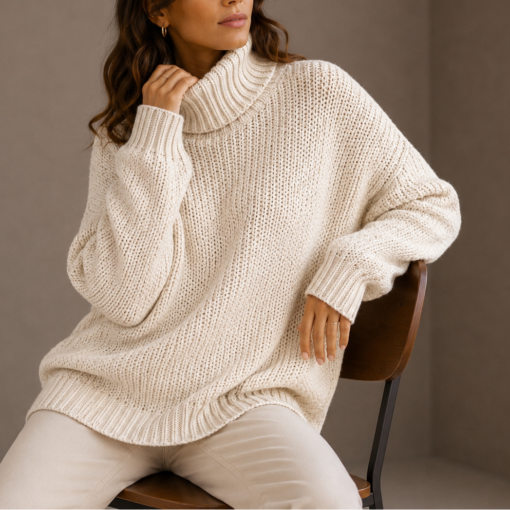 Chunky Turtleneck Sweater - Oversized Women's Knit Jumper