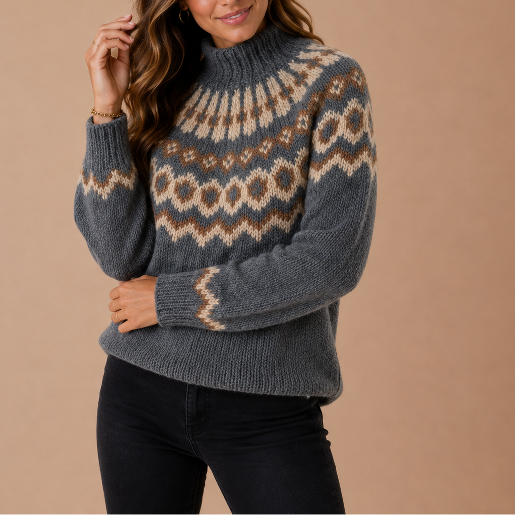 Fair Isle Turtleneck Sweater - Nordic Women's Knit Jumper