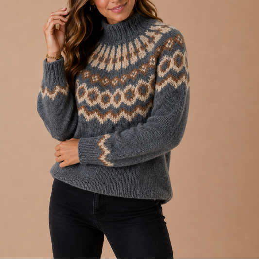 Fair Isle Turtleneck Sweater - Nordic Women's Knit Jumper