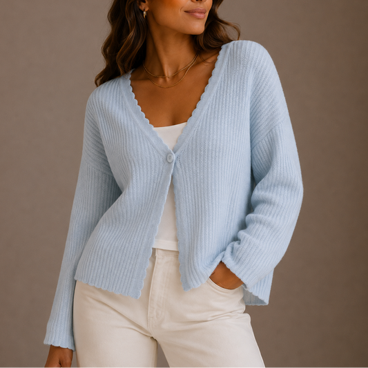 Knit Cardigan - V-Neck Lightweight Women's Button Up