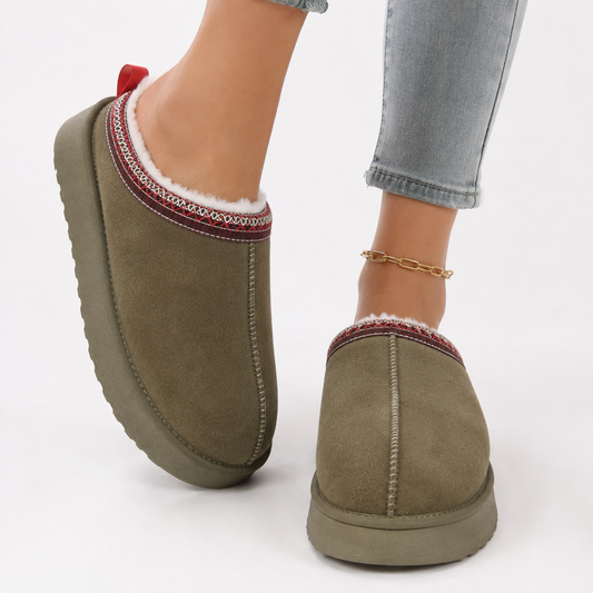 Winter Slippers - Women's Warm Lined Platform Slippers