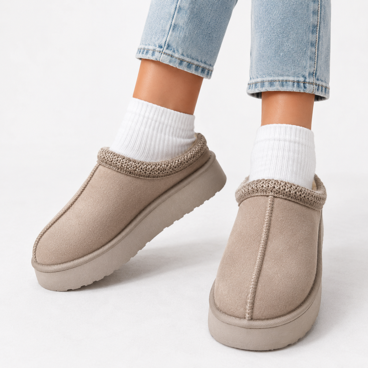Winter Slippers - Women's Warm Lined Platform Slippers