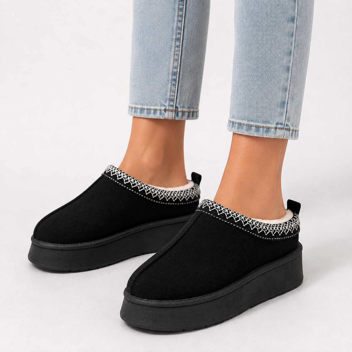 Winter Slippers - Women's Warm Lined Platform Slippers