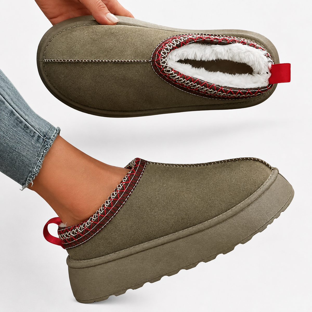 Winter Slippers - Women's Warm Lined Platform Slippers