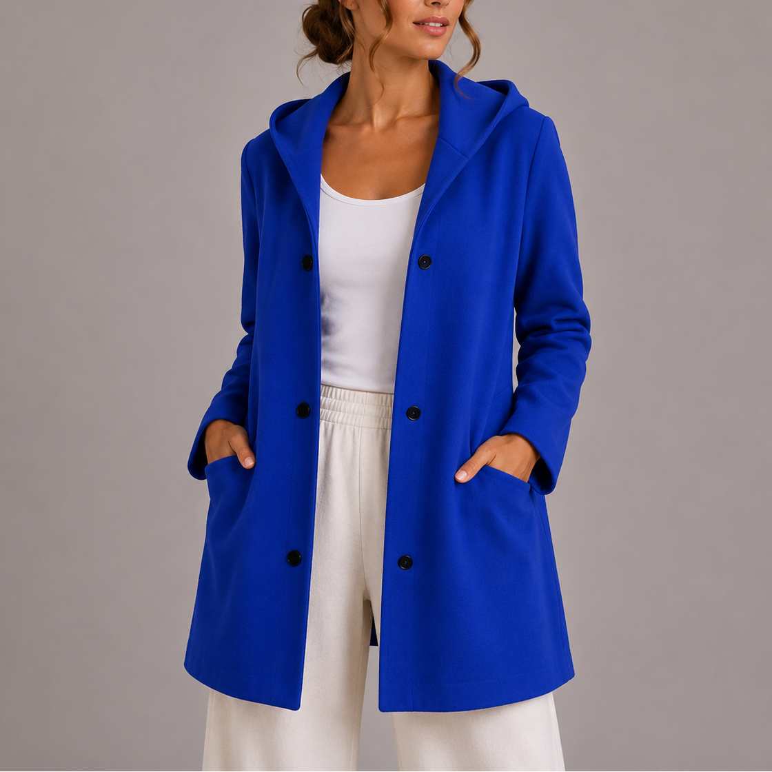Casual Hooded Cardigan - Women's Button Up with Pockets