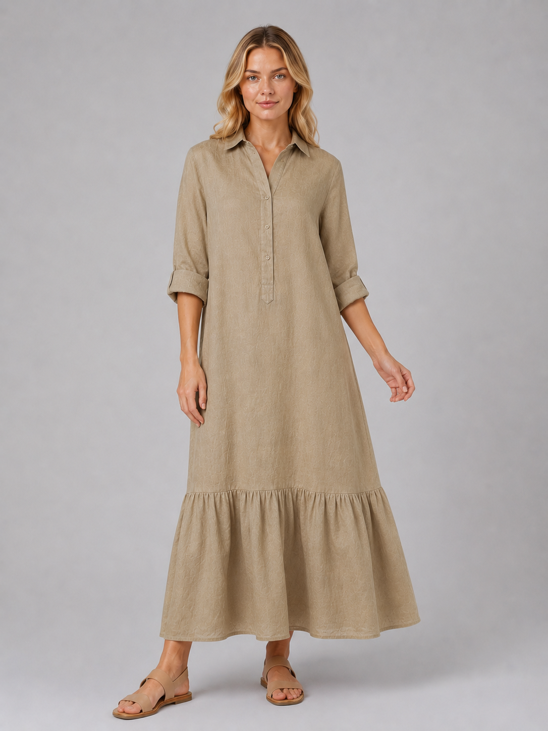 Theodora Tiered Maxi Dress - Long Sleeve Women's Dress