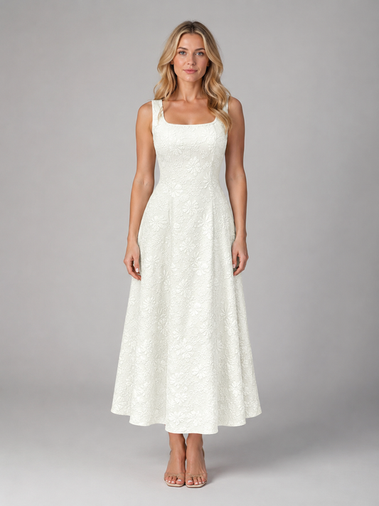 Cosima Jacquard Midi Dress - Women's A-Line Floral Dress