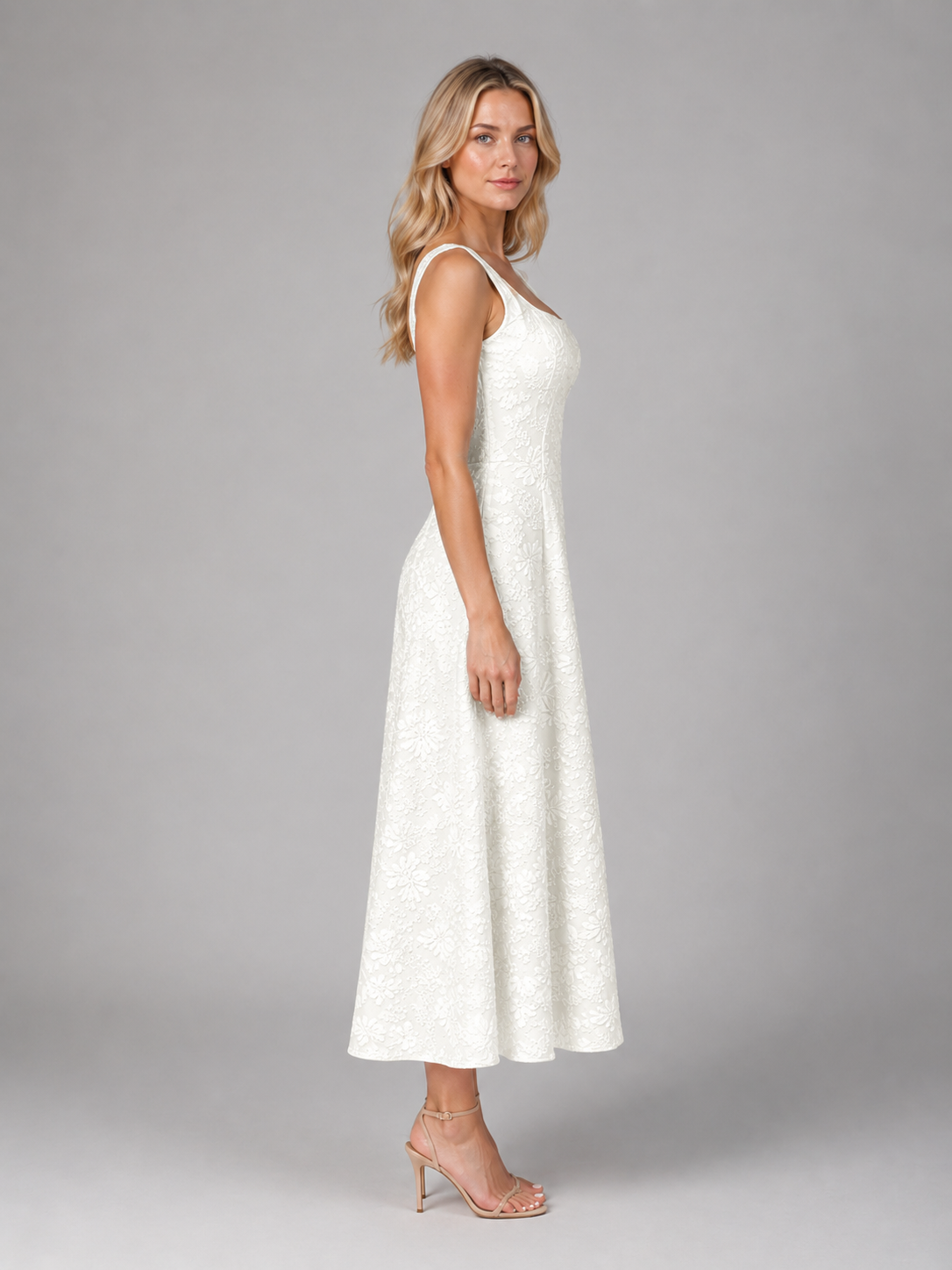 Cosima Jacquard Midi Dress - Women's A-Line Floral Dress