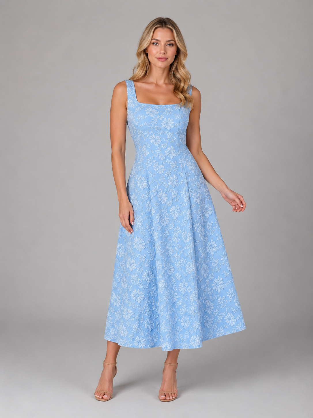 Cosima Jacquard Midi Dress - Women's A-Line Floral Dress