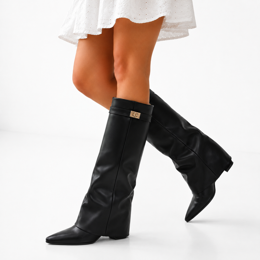 Knee High Vegan Leather Boots - Women's Pointed Toe Boots
