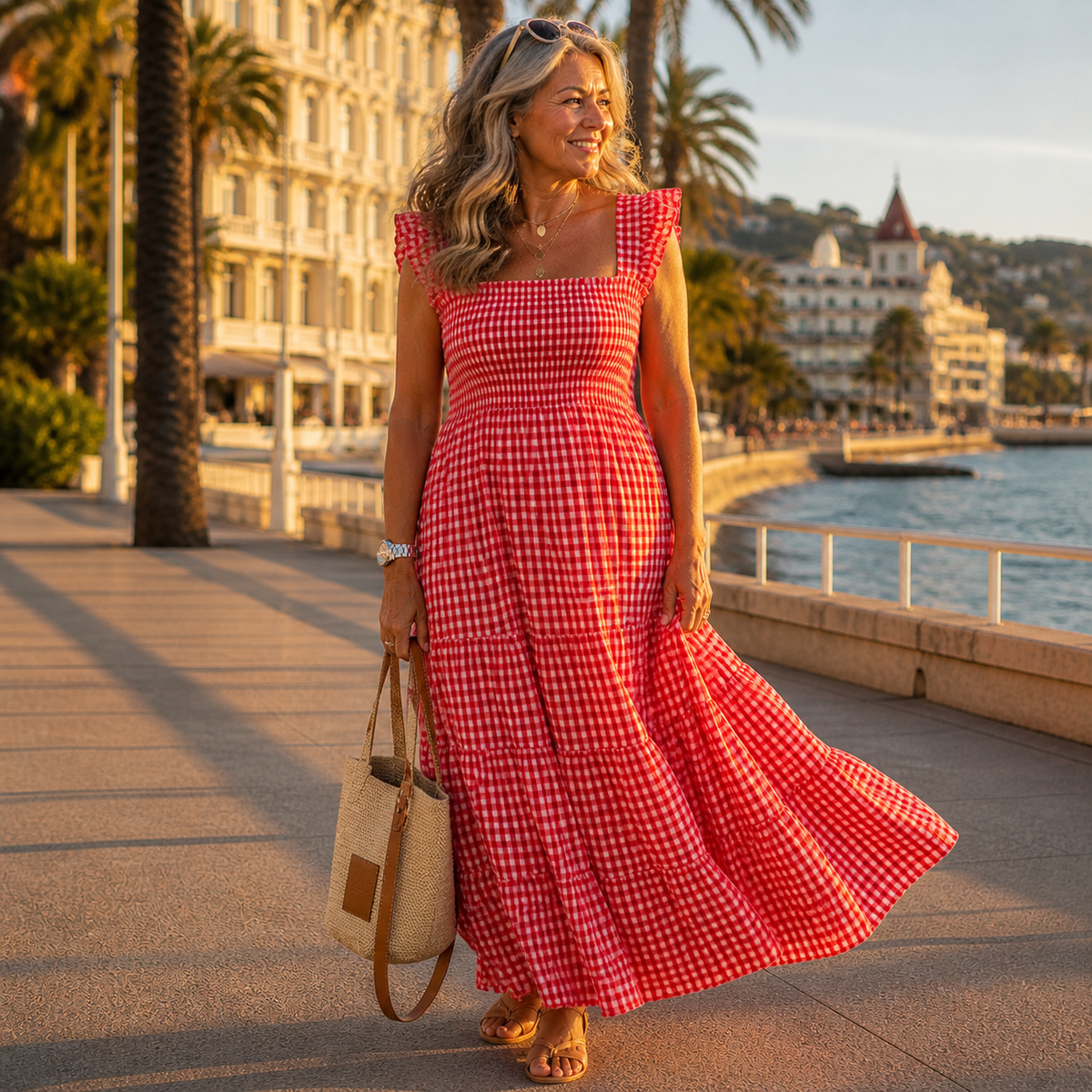Elara Gingham Maxi Dress - Women's Smocked Plaid Dress