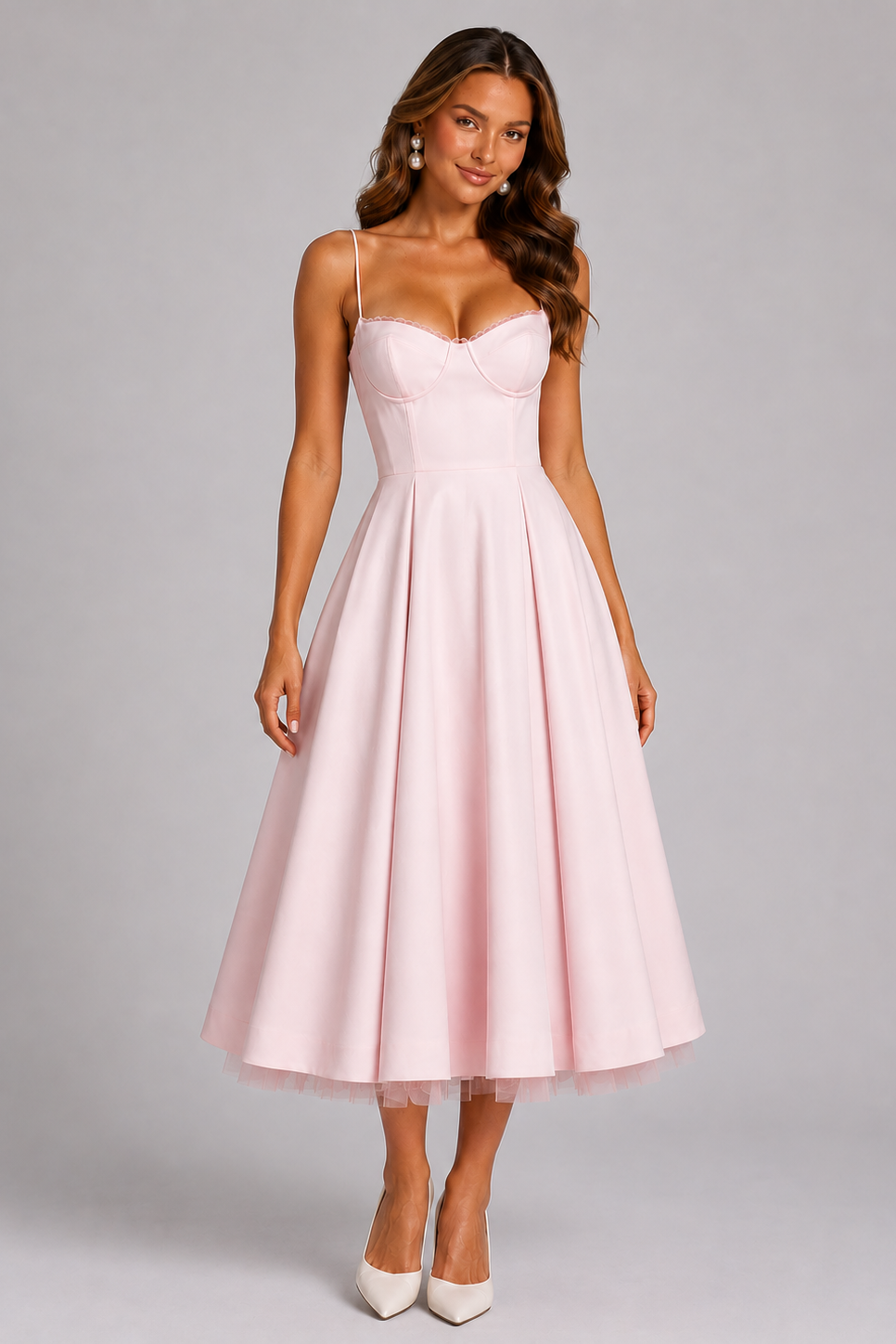 Seraphina Corset Midi Dress - Women's Wedding Guest Dress