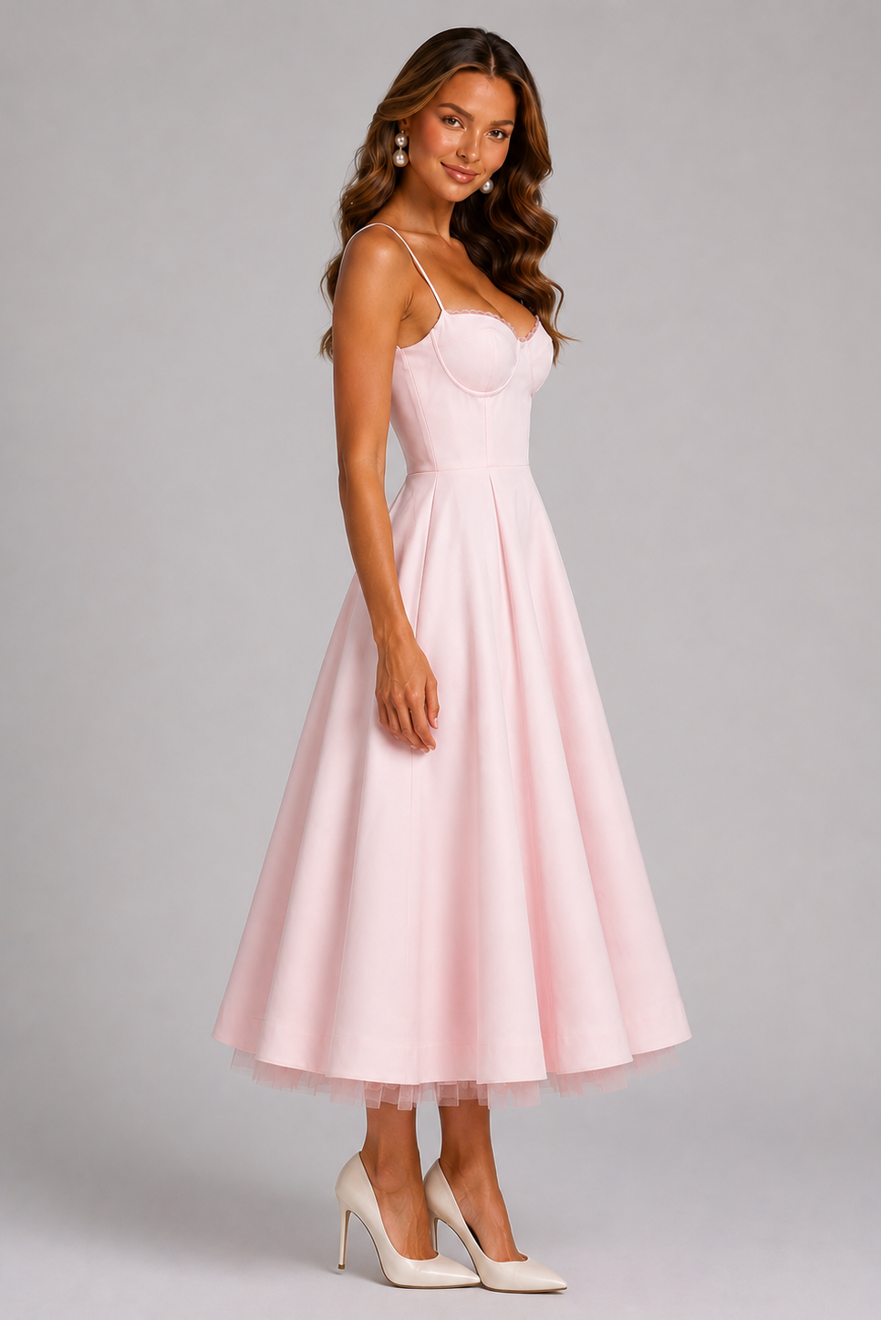 Seraphina Corset Midi Dress - Women's Wedding Guest Dress