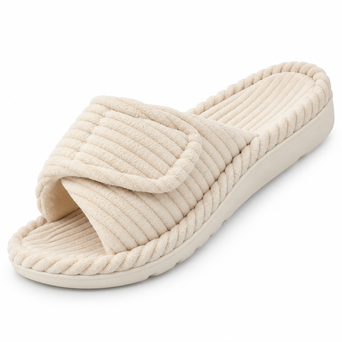 Corduroy House Slippers - Women's Open Toe Comfort Slippers