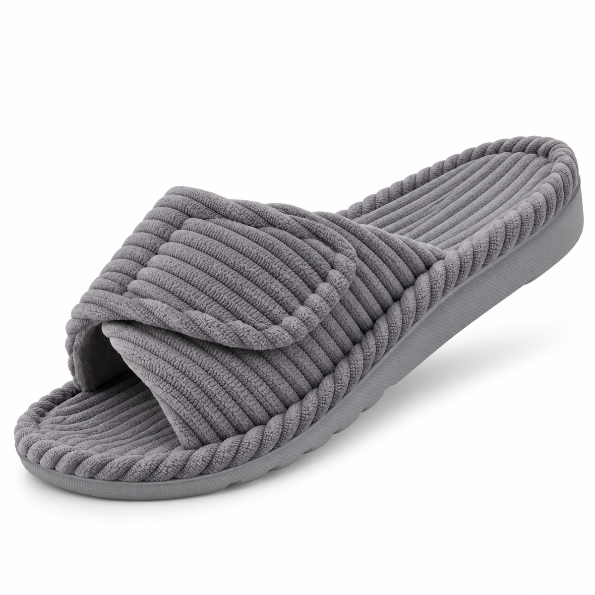 Corduroy House Slippers - Women's Open Toe Comfort Slippers