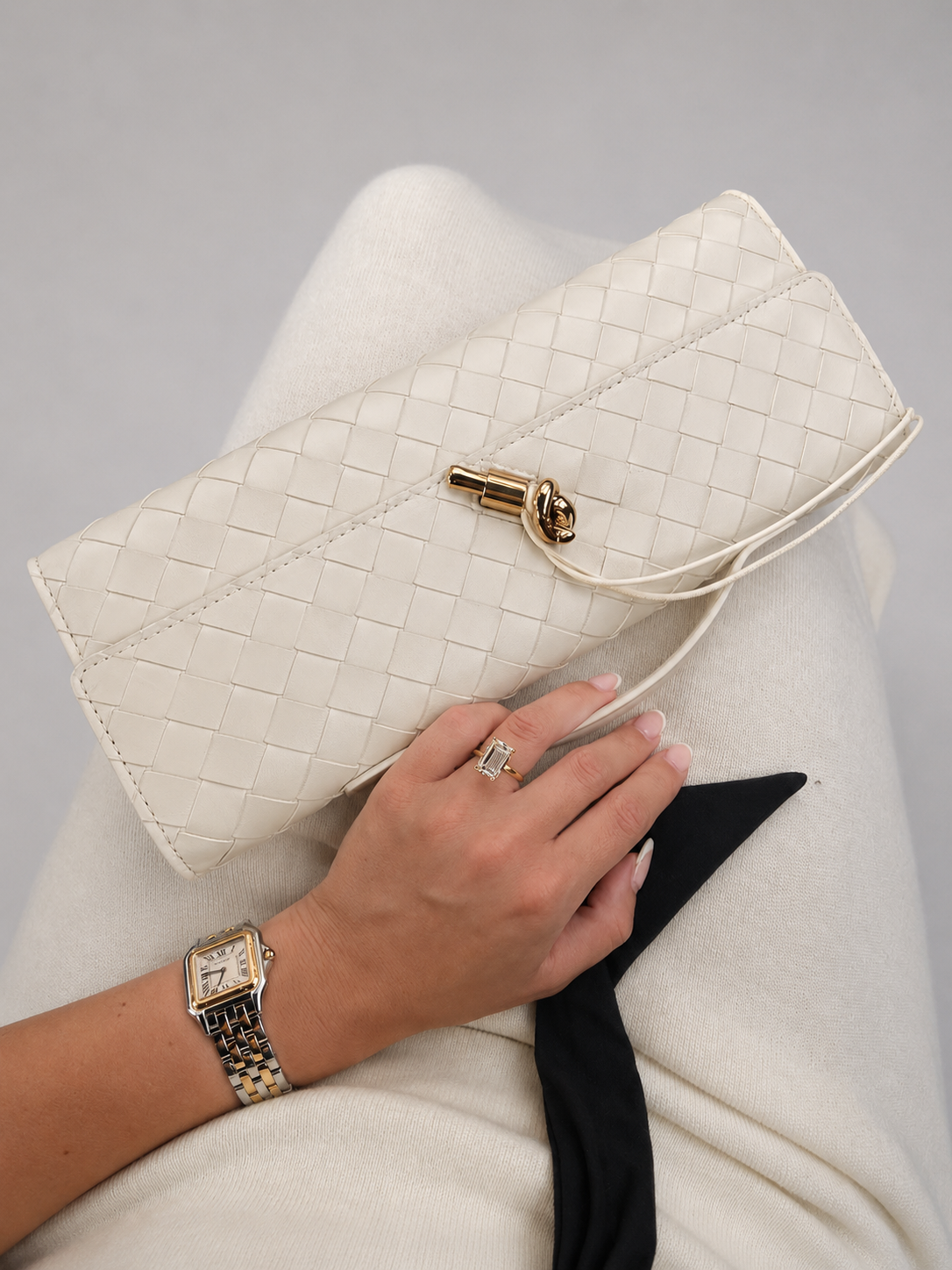 Brenda Woven Clutch Bag - Leather Look Women's Clutch