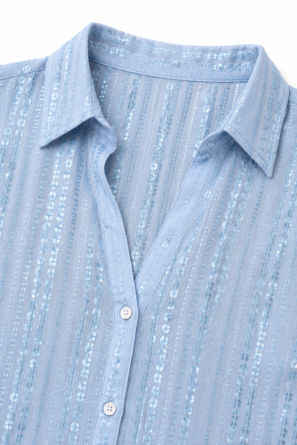 Luxelia Sequin Stripe Shirt - Women's Button Blouse