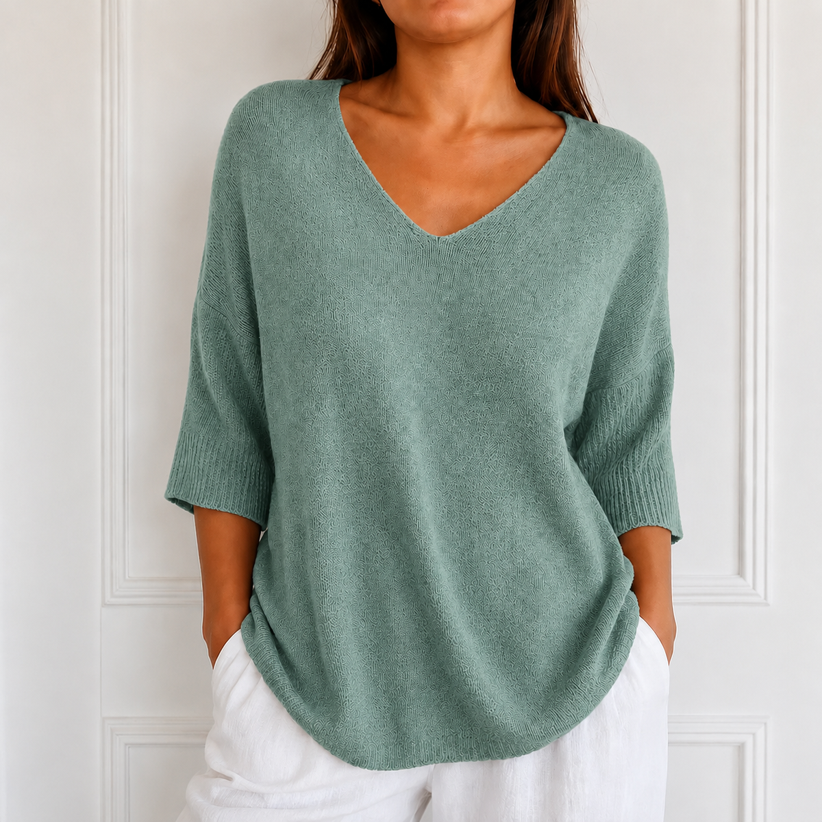 Elowyn - Soft V-Neck Knit Tunic Top for Women
