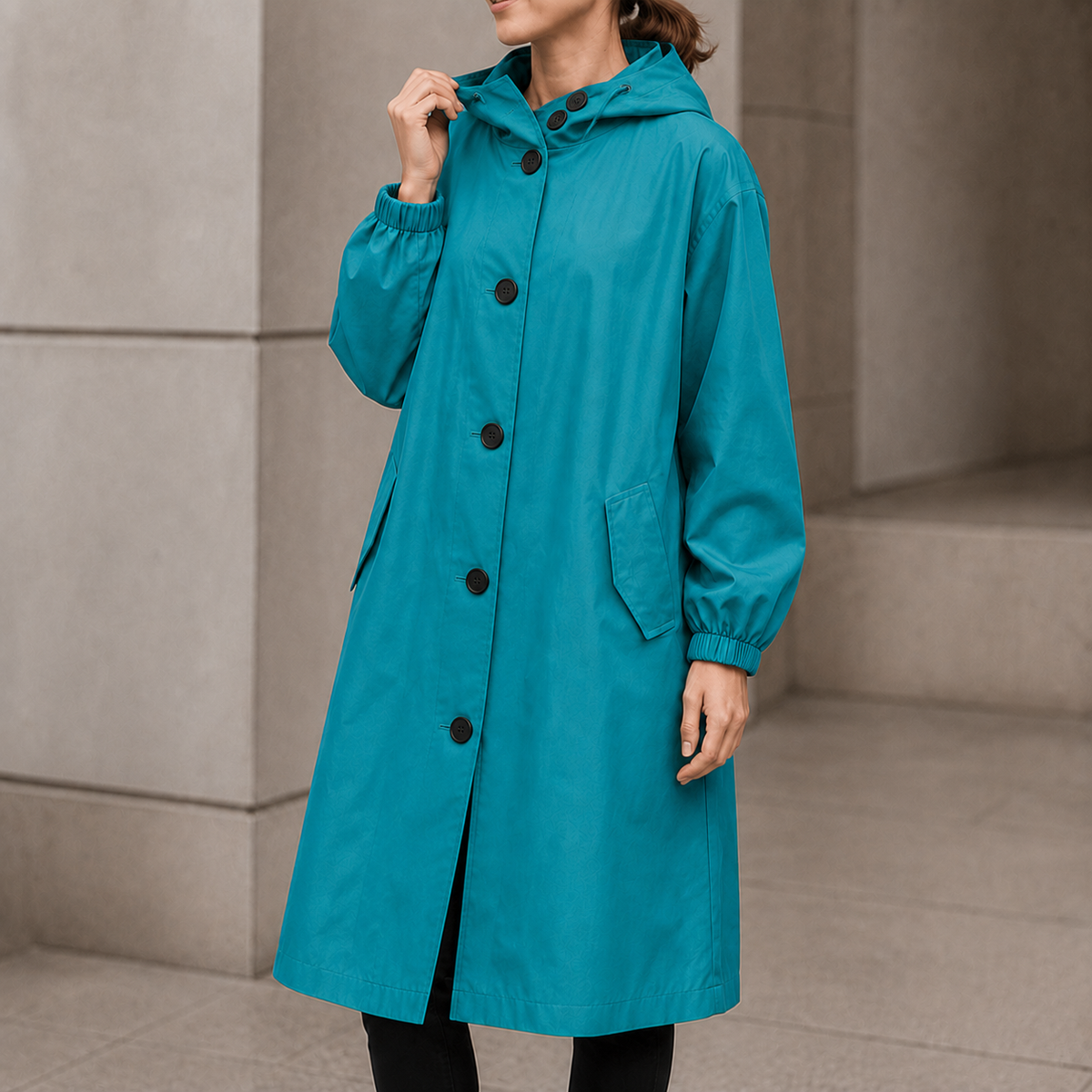 Vielle Hooded Trench Coat - Women's Midi Drawstring Waist