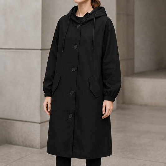 Vielle Hooded Trench Coat - Women's Midi Drawstring Waist