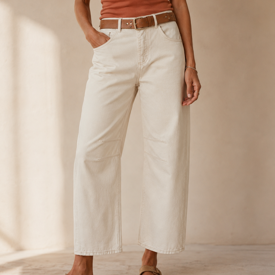 Cropelle Cropped Straight Pants - Women's Barrel Trousers
